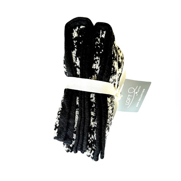 Loft by Loftex Bathroom Hand Towels 2 Pc Set Cotton Black -Pale Gray Sustainable - Picture 4 of 7